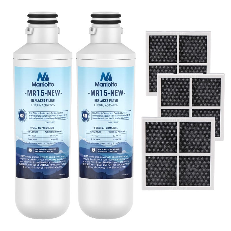 MARRIOTTO Water Filter LT1000PC Replacement for Refrigerator and LT120F ADQ73334008 Fresh Air Filter, Compatible withLT1000PC/PCS, LT1000PC,LT-1000PC, MDJ64844601, ADQ747935 ADQ74793504 - Image 1